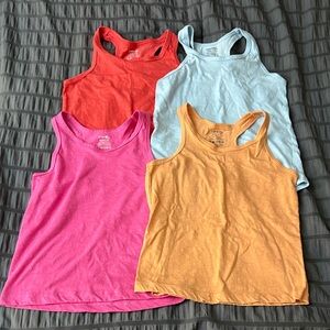 George Kids Tank Tops in Bright Pink, Coral, Light Blue, and Mustard